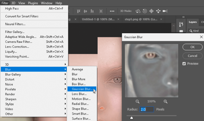 Skin smoothing Photoshop
